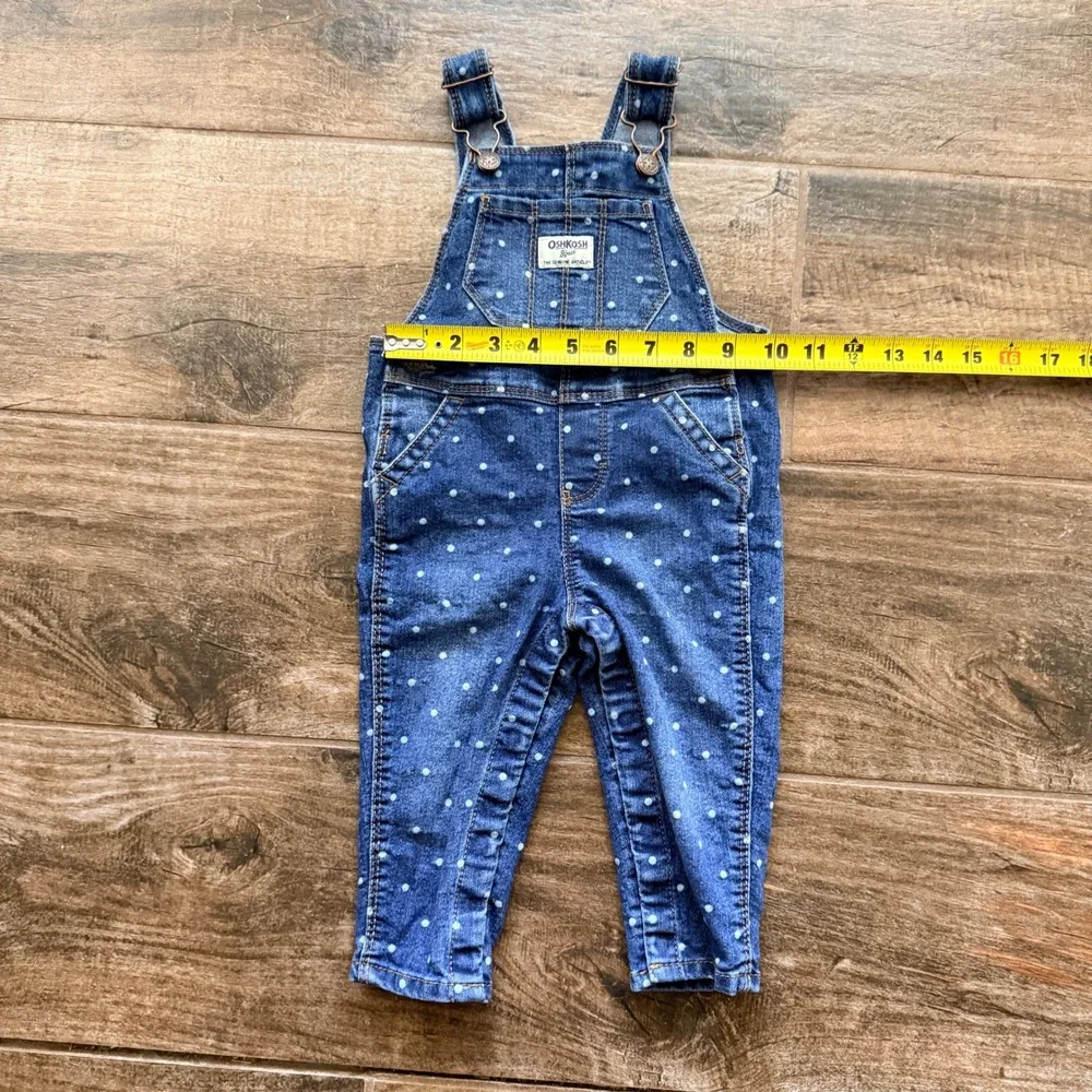 OshKosh B'gosh Baby Polka Dot Denim Bib Overalls Kids,Blue, 12M